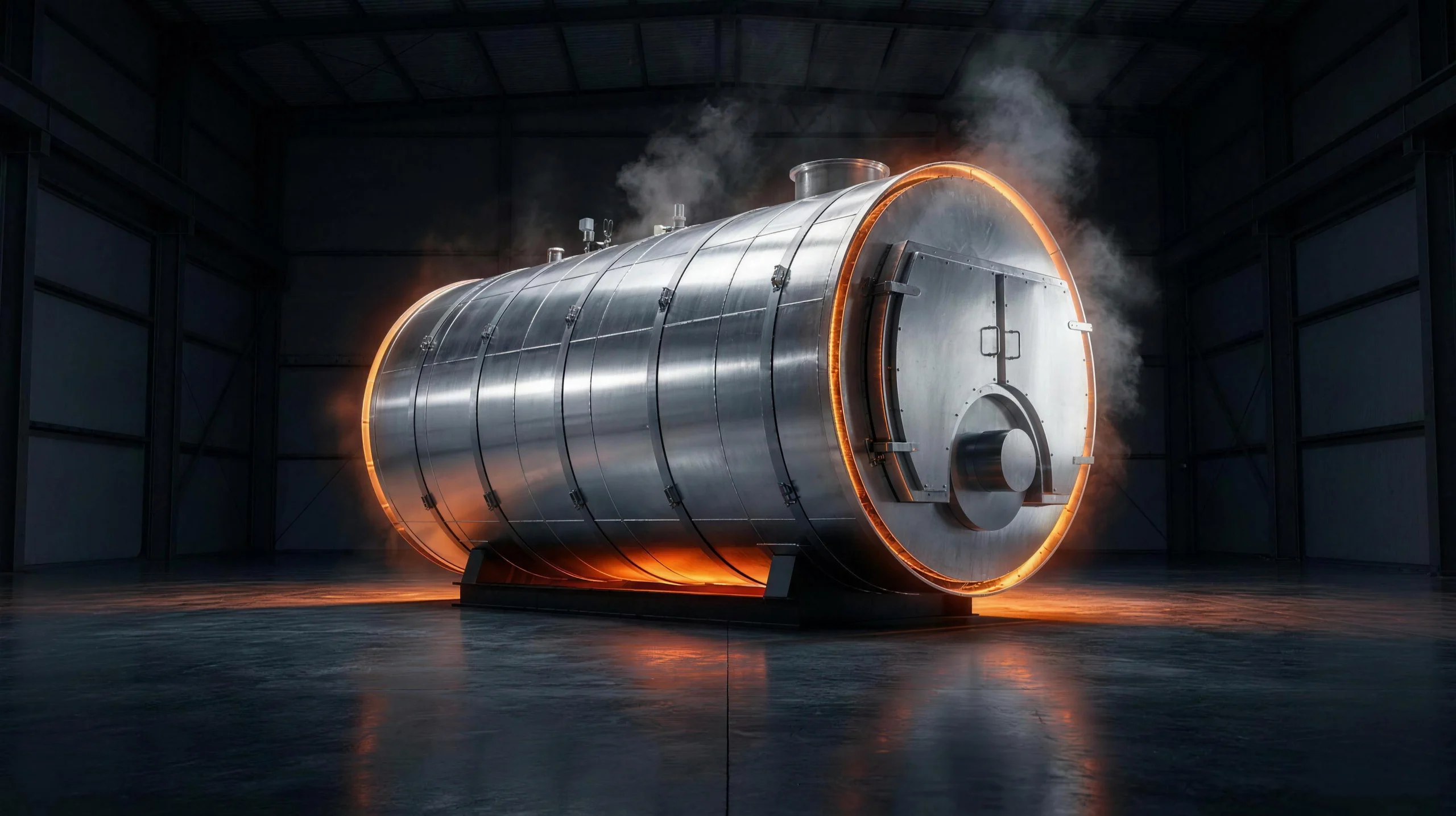 Industrial boiler wrapped in aluminum insulation jacketing by Sabaoth FQ